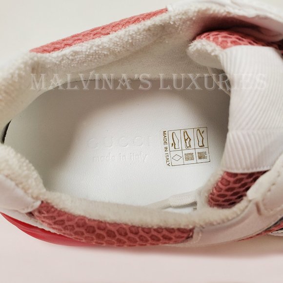 GUCCI SNEAKERS RHYTON WHITE PINK WEB DETAIL MESH SHOES sz 37 G 7 US - Picture 12 of 16